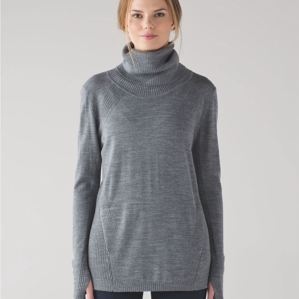 Lululemon Sweat and Savasana Gray Merino Turtleneck Sweater in Medium Grey - Picture 10 of 10